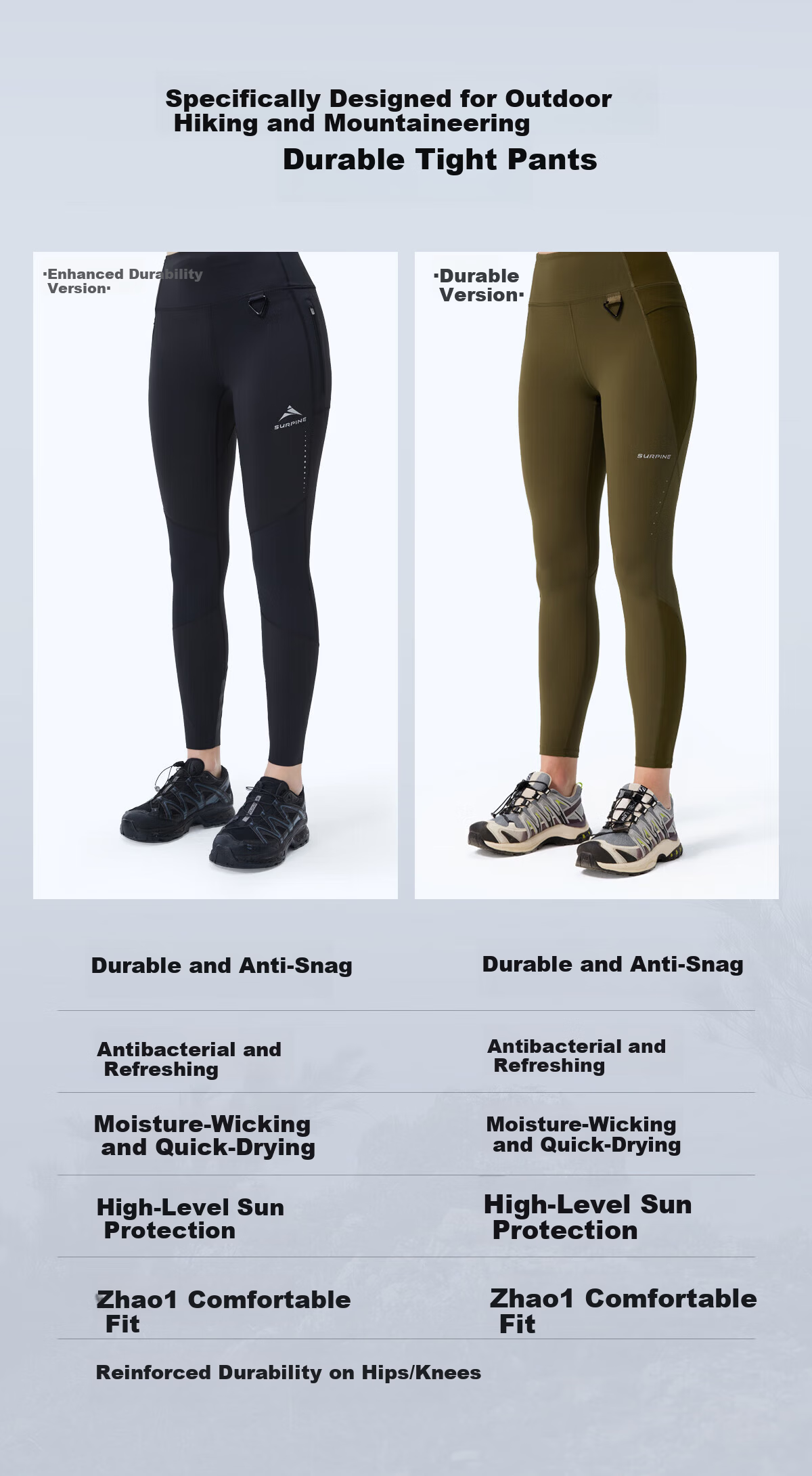 SURPINE Wind-resistant Series Durable Hiking Tights Outdoor Sports Sun Protection Quick-dry Long Pants Cold Pine Green L 10