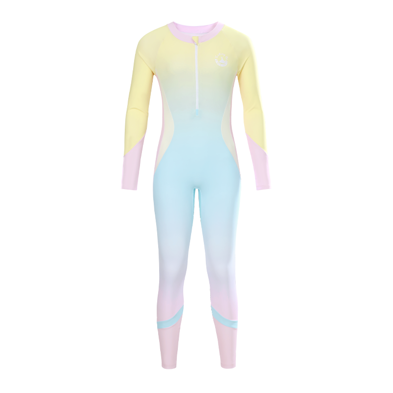 Disney Children's One-Piece Swimsuit for Girls, Big Kids Long Sleeve Long Pants Sun Protection Swimwear D36669S2G Blue Yellow 130