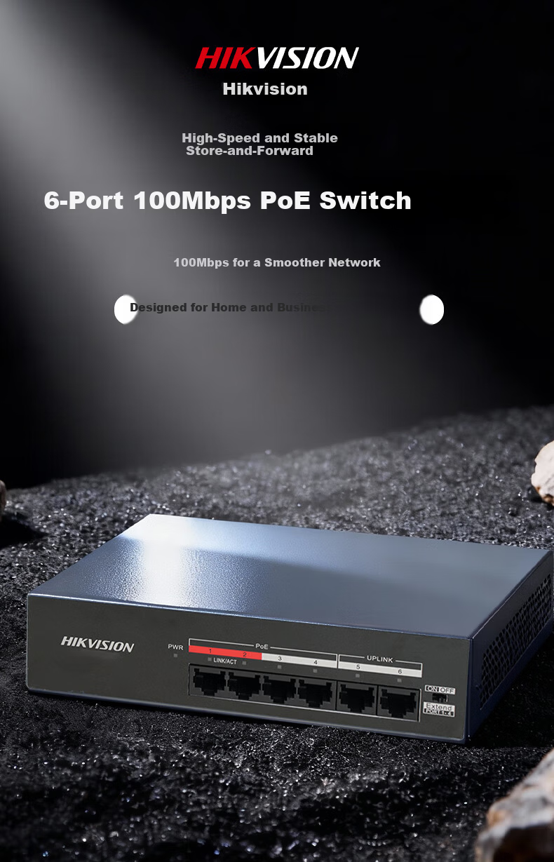 HIKVISION 10-Port 100Mbps POE Switch with Metal Shell for Heat Dissipation, Unmanaged, Extends Network Cable Transmission, Home Network Hub, Security Monitoring Network Splitter 2