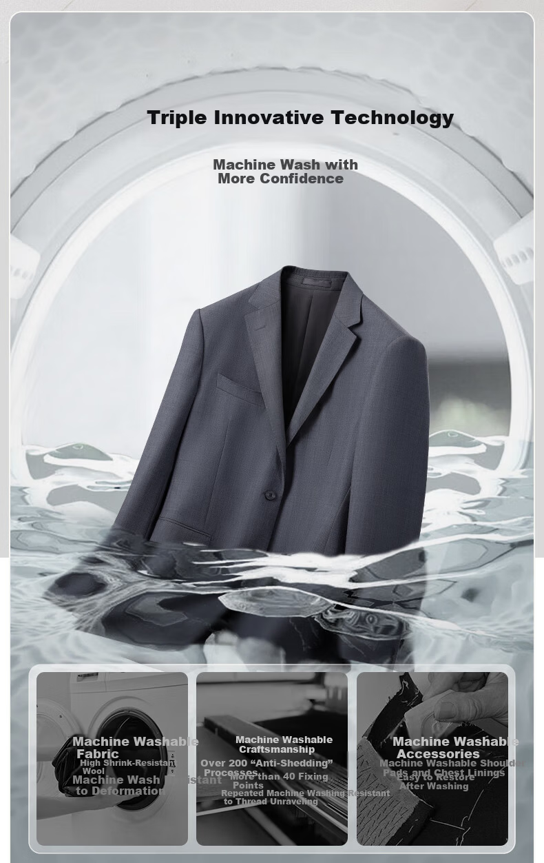 Goldlion [Ziyoux] Spring And Summer Men's Dress Pants, Machine Washable, Wool, Easy-Care Formal Trousers, Navy Blue, Size 35 4