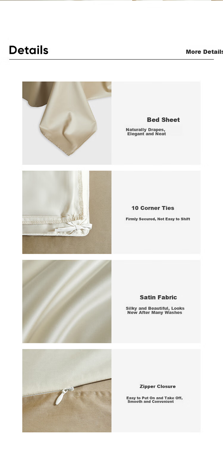 MIDO HOUSE Mingdu 60-Count Pure Cotton Four-Piece Bedding Set, Class A Washed Cotton, High-End Luxury Feel, Bedsheet And Duvet Cover, 220x240cm, Light Yellow 10