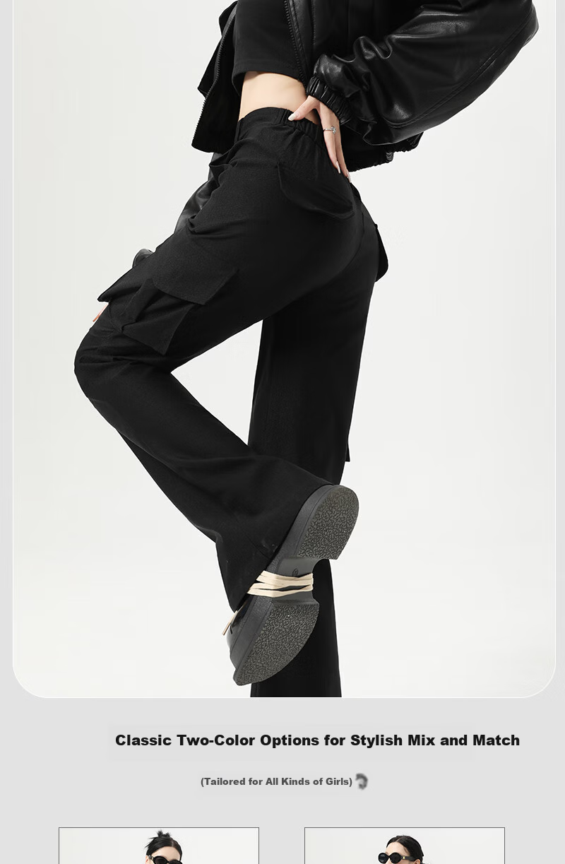 XUEXIMAN Women's American Style Workwear Flared Pants Summer New Ice Silk Quick-Dry Slim High-Waist Narrow Hem Trousers 10