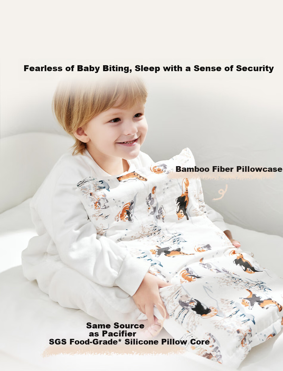 Cutelife Baby Pillow Silicone Washable Antibacterial Breathable Spinal Protection Pillow for Toddlers 1-3 Years Whale Leap Star Sea 5
