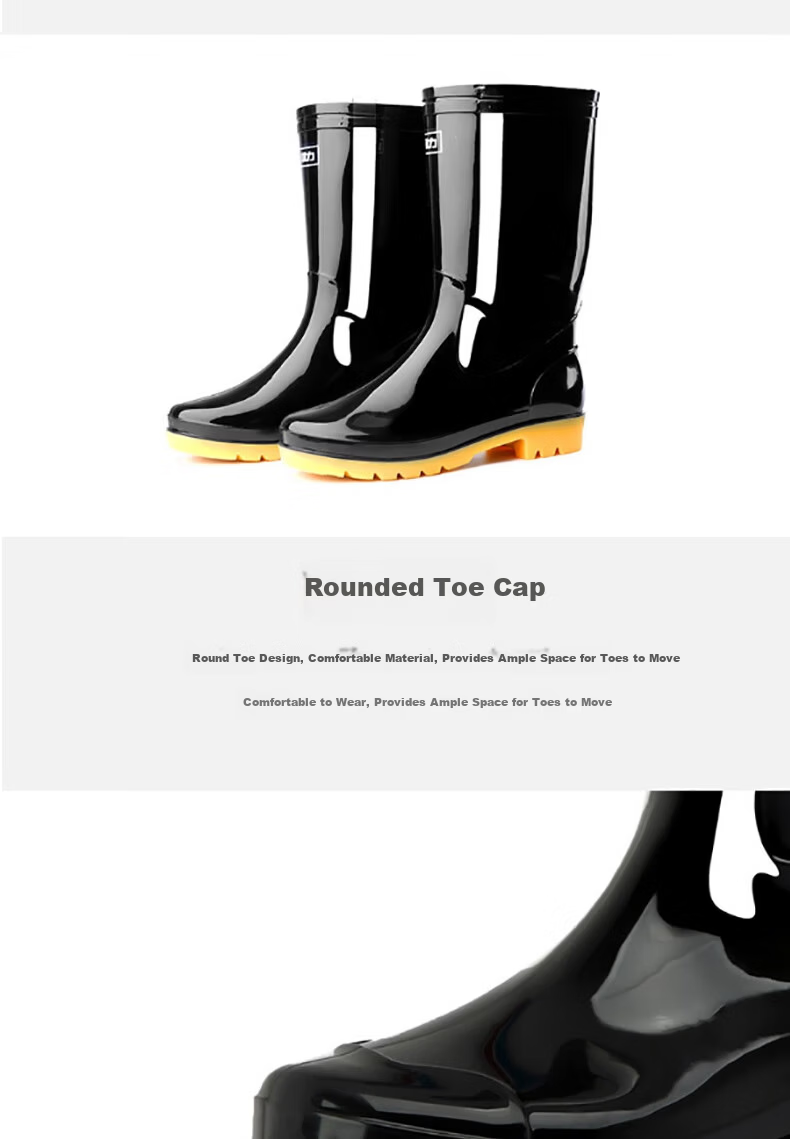 Warrior Unisex Outdoor Non-Slip Rain Shoes Fishing Car Wash Rain Boots Chef Rubber Shoes HL8075 Mid-Calf Black Size 39 2