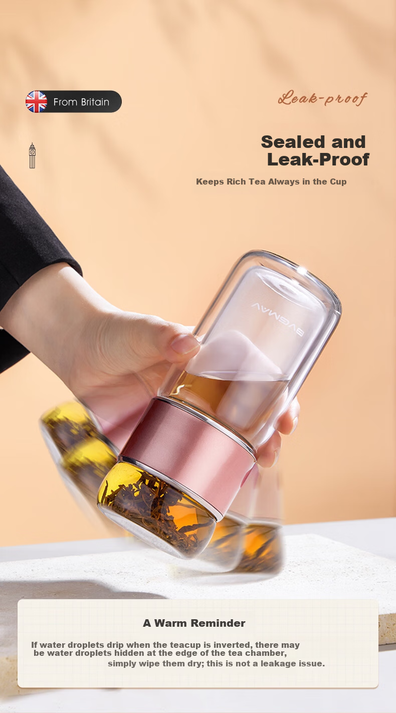 BVGMAV Glass Cup for Women Double-Layer Heat-Resistant Glass Tea Water Separation High-Value Tea Infuser Cup Premium Custom Gift 9