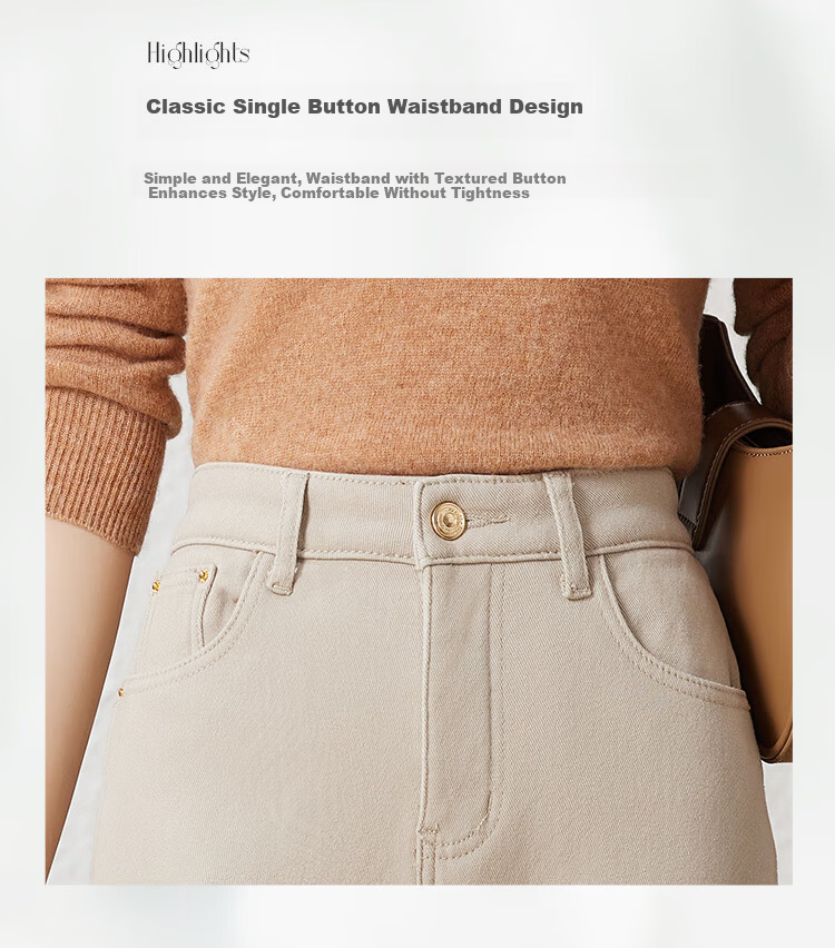 She Enjoy Women's High-Waist Draped Straight-Leg Jeans Fashion Slimming Cropped Pants T141N1101 4