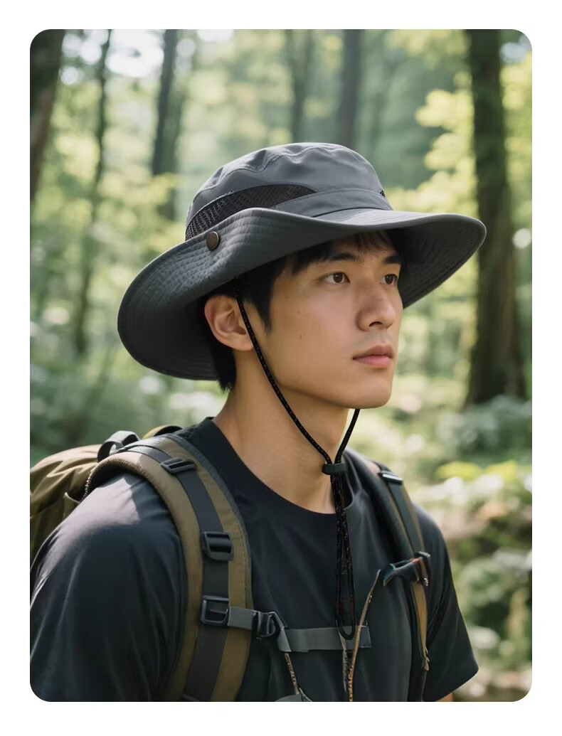 GOLOVEJOY Men's Breathable Fisherman Hat Wide Brim Outdoor Hiking Camping Sun Protection Army Green 17