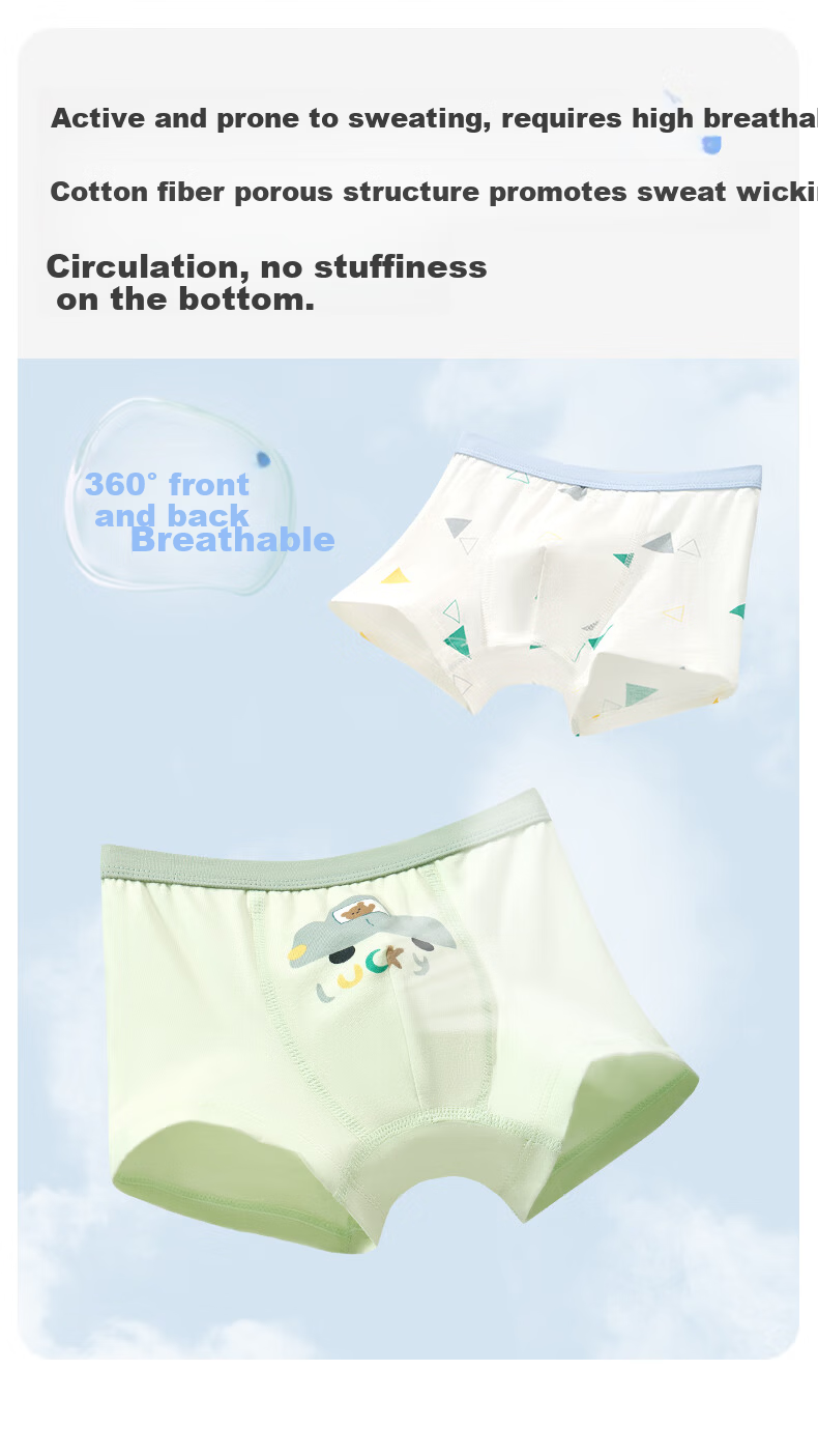 Nido Bear Boys' Cotton Breathable Antibacterial Boxer Briefs for Kids, 3-Pack 8