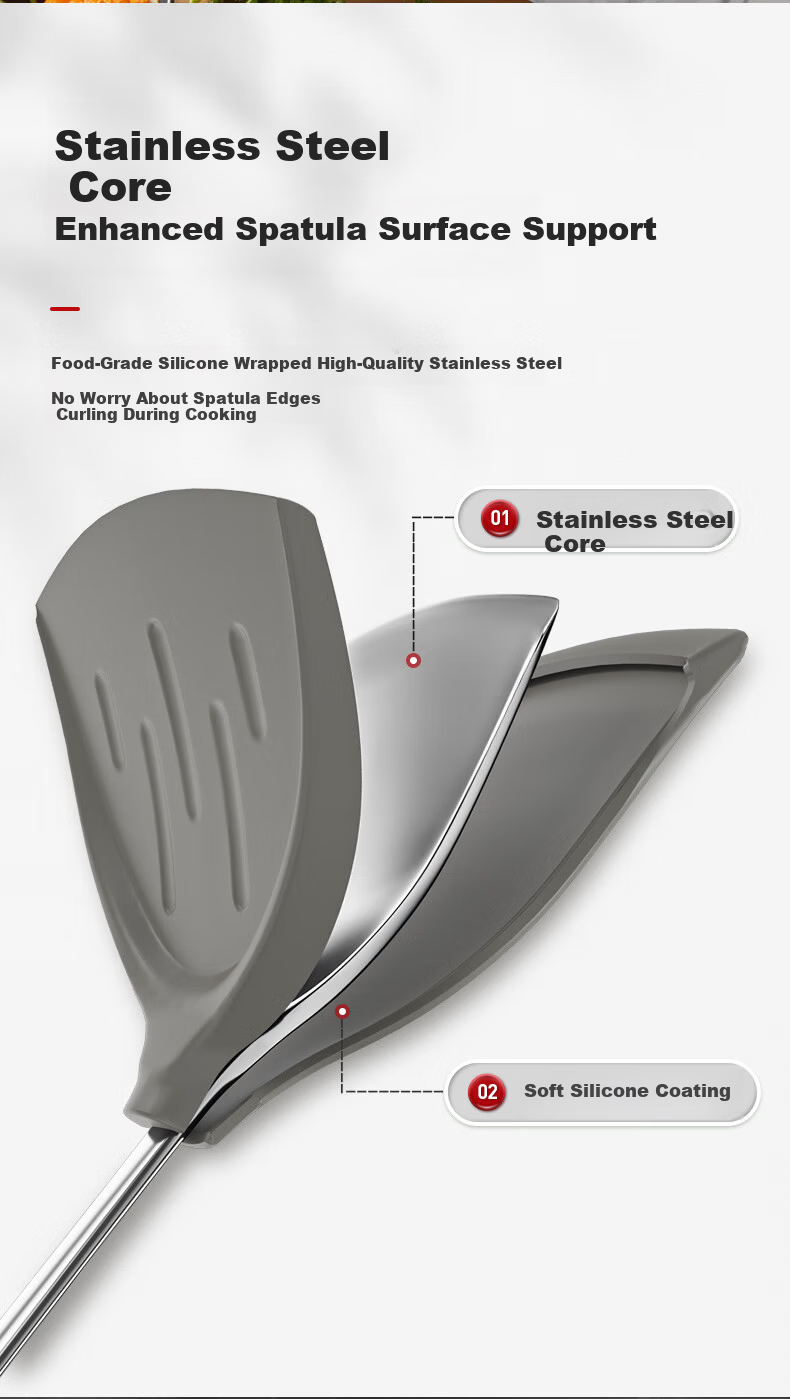 SUPOR Silicone Spatula, Food-Grade Heat-Resistant Non-Stick Cooking Utensil for Wok And Frying Pa 9