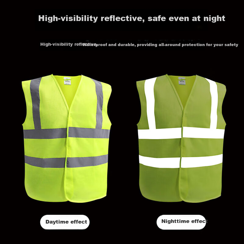 AiwoMu Outdoor Work Construction Site Reflective Vest Construction Gardening Sanitation Traffic Printed Reflective Vest Fluorescent Yellow XL