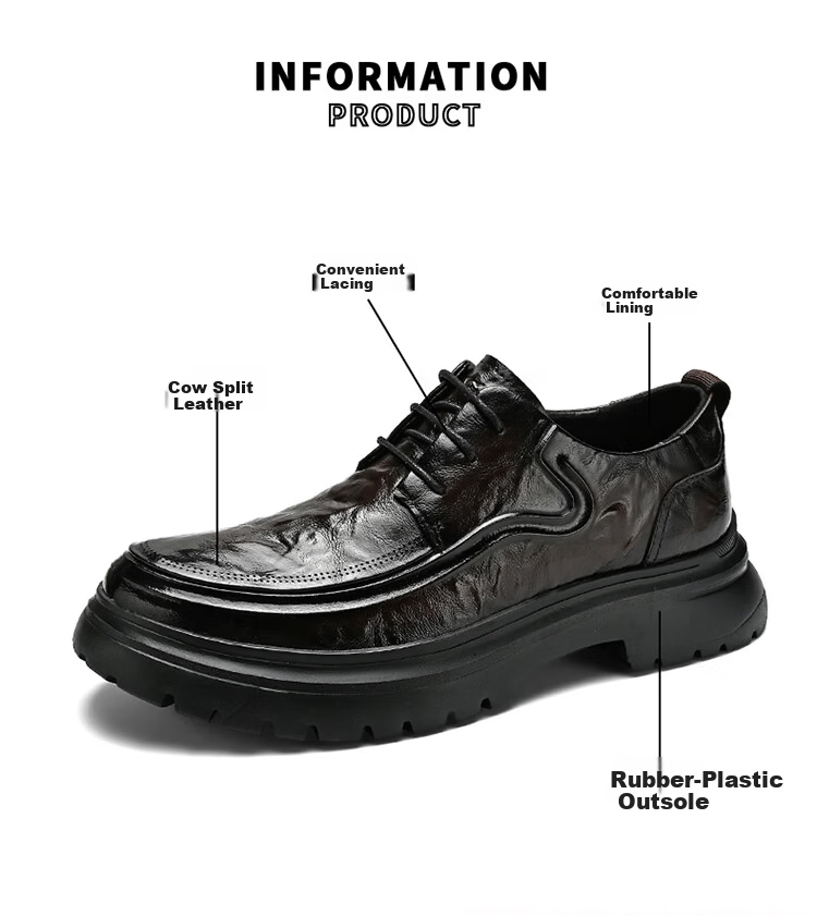 Bull Family Men's Shoes 2026 Spring Autumn New British Style Business Casual Leather Shoes Big Head Height Increasing Formal Wedding Shoes for Men 3