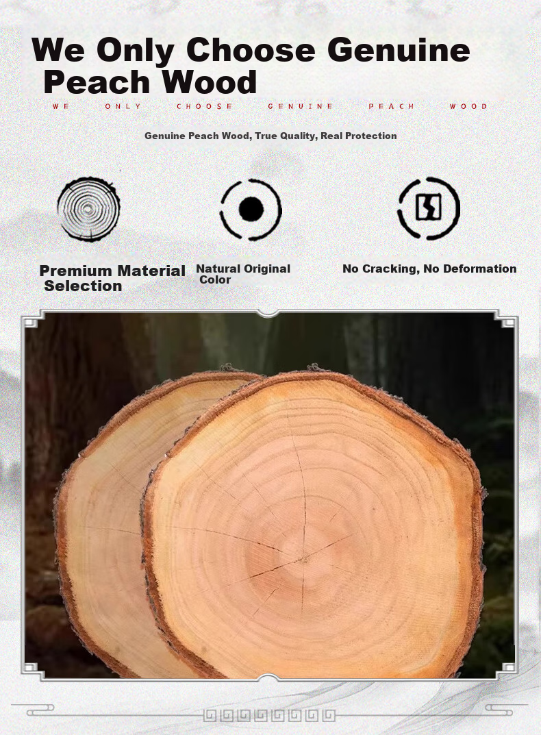 Original Craftsman Shangui Huaxian Peach Wood Safety Buckle Amulet Keychain Pendant Personal Hanging Ornament Diameter Approx. 3.5cm 4