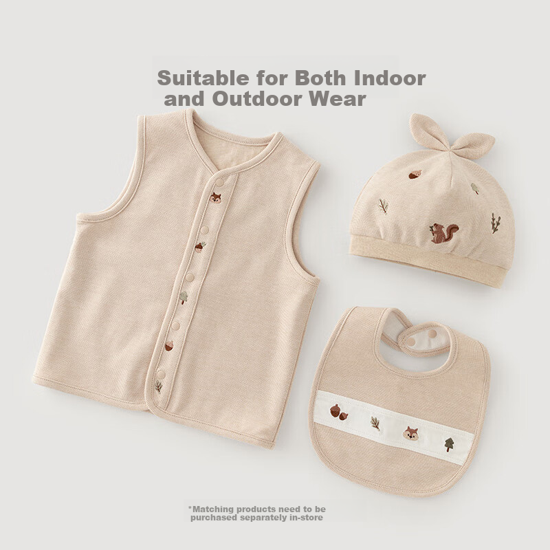 Guaiqi Bear Baby Pure Cotton Vest Jacket Spring Autumn Sleeveless Baby Top Shirt Base Layer