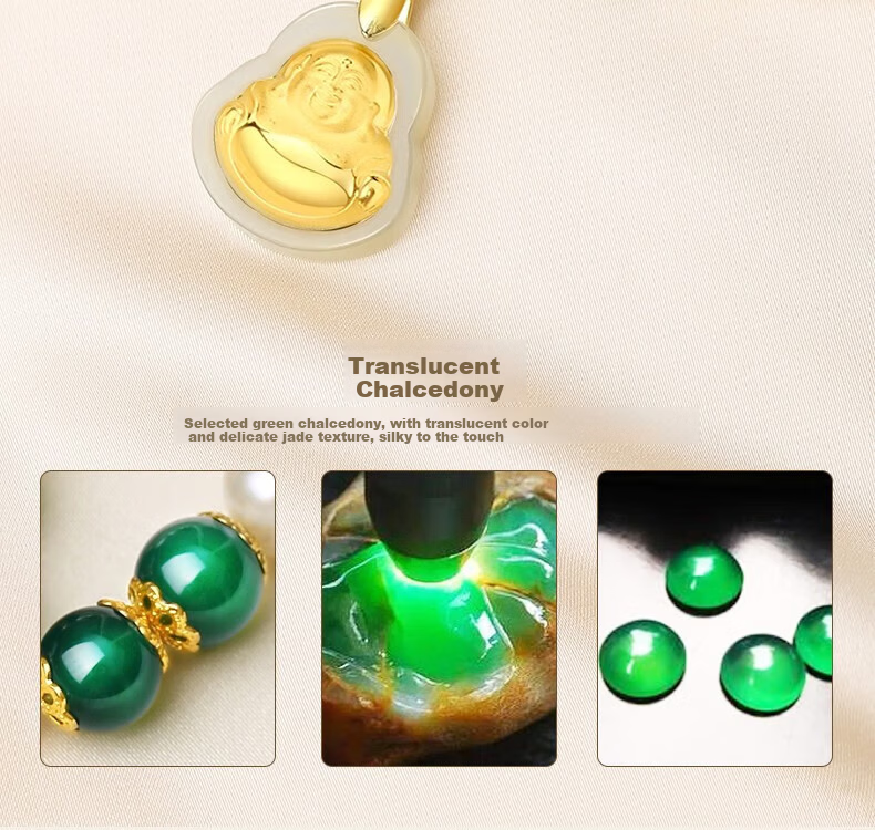 Chow Tai King Freshwater Pearl Necklace for Women, Gold Inlaid Jade Buddha Pendant, Mother's Day Gift for Mom and Elders, Birthday Present 10