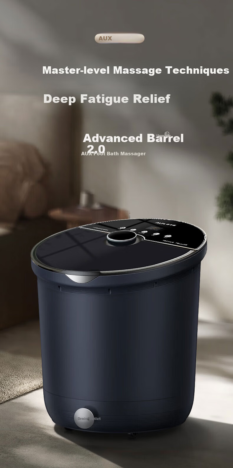 AUX AFB-1822 Foot Bath Bucket Heated Massage Smart Over-Knee Calf Steaming Deep Basin Constant Temperature Electric Foot Soak Basin Gift for Parents and Girlfriend Birthday Holiday 1
