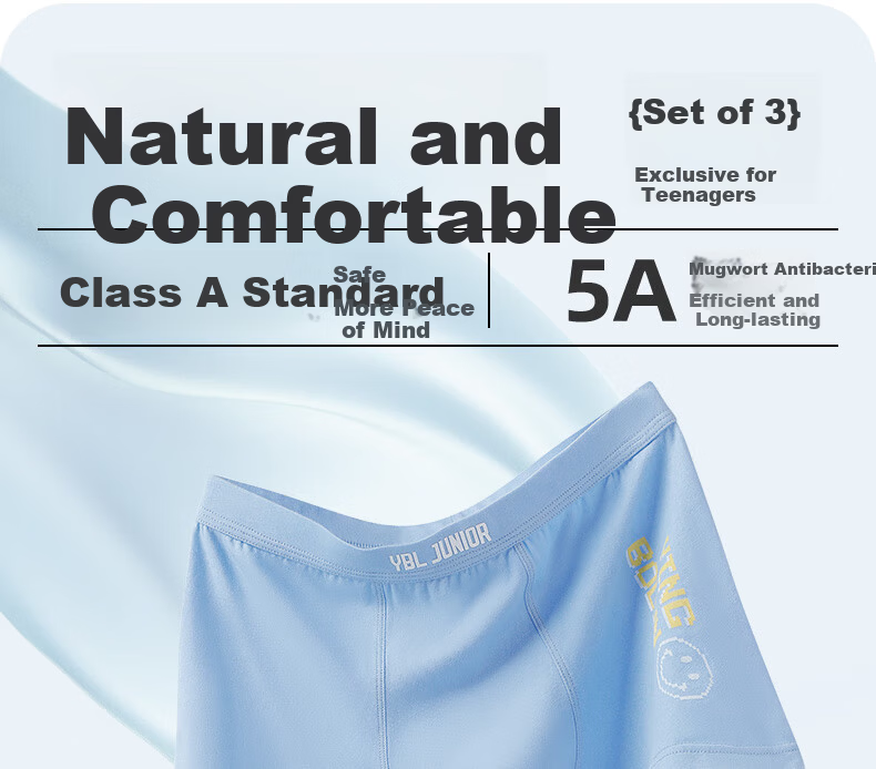 YING BO LUN Youth Underwear Development Period High School Students Boxer Briefs 10807 Underwear 3 Pieces 160 1
