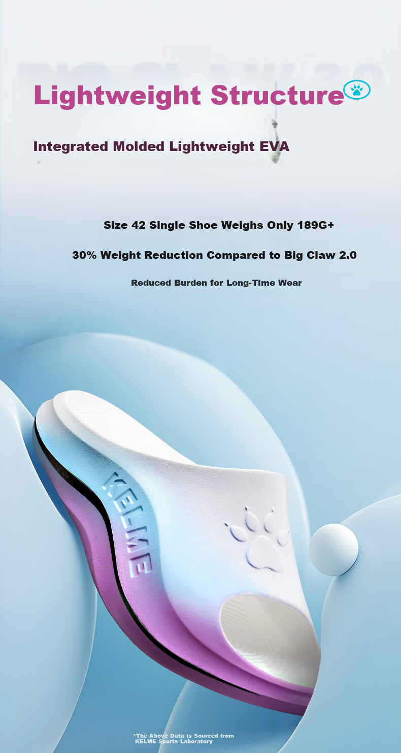 KELME Men's Outdoor Fitness Sports Slippers, Beach Thick-Soled Couple Fashion Sandals, Light Gray, Size 45 3
