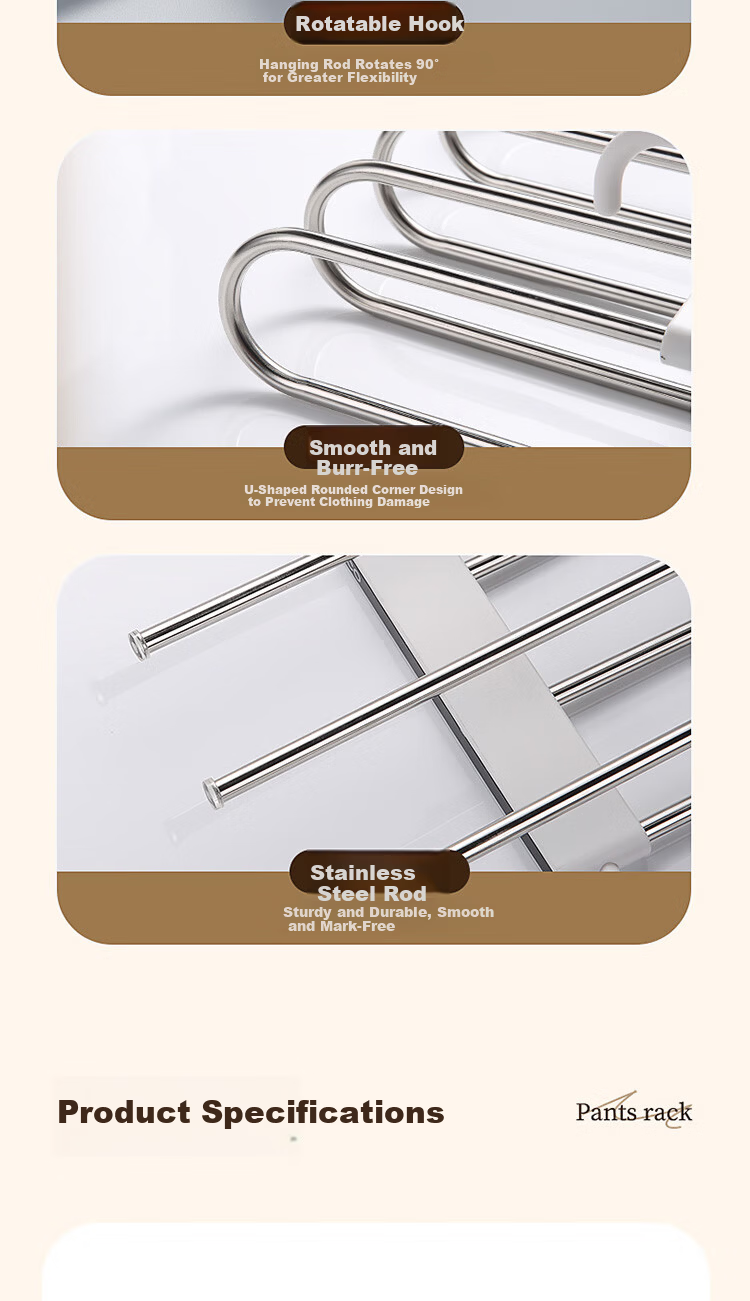Ecoco Multifunctional Non-Slip Pants Hanger Clips, No-Marking Trousers Clips for Wardrobe Storage, Stackable Hanging Organizer 25001 15