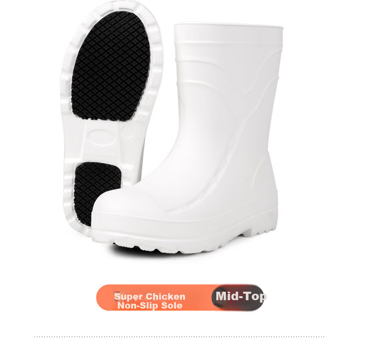 Chudun Mid-Calf Rain Boots, Non-Slip, Waterproof, Oil-Resistant Work Shoes for Kitchen And Food Factory, Black, Size 44-45 2
