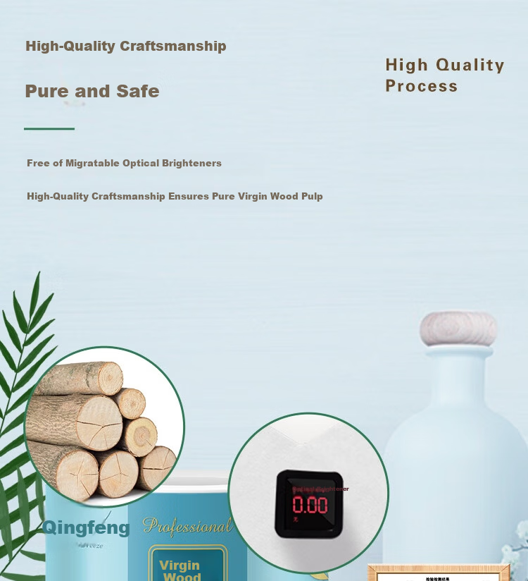 Qingfeng Core Roll Tissue Original Wood Pure 4-Ply 140g*24 Rolls Embossed Small Roll Paper 5