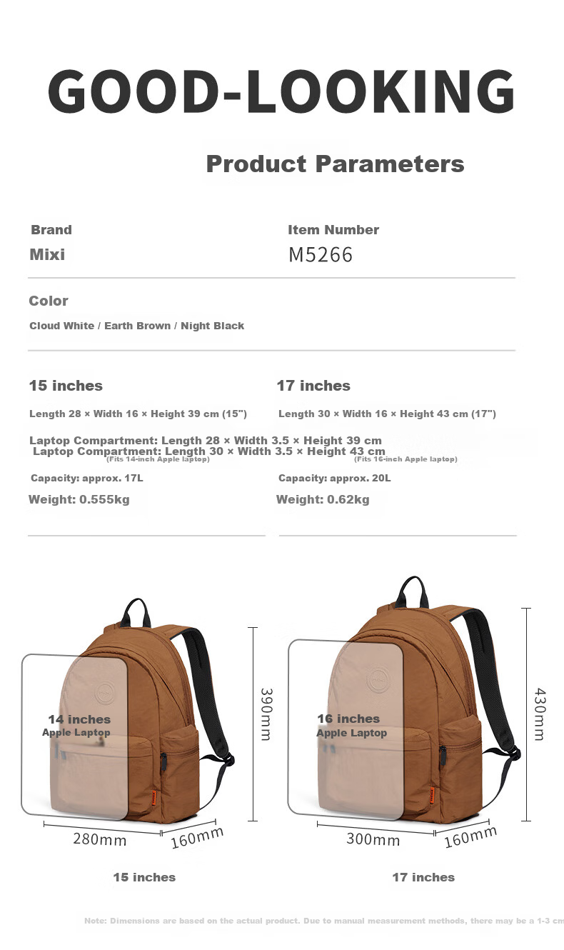 Mixi Ultra-Lightweight 14-Inch Laptop Backpack Large Capacity Travel Bag for Men and Women Student School Bag 5