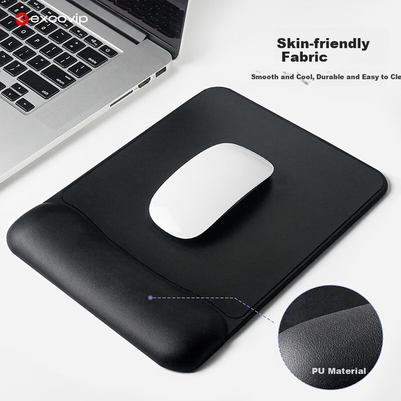 EXCO Leather Mouse Pad Wrist Rest Silicone Wrist Support Waterproof Leather Business Wrist Support Computer Office Gaming Desk Mat Large Wrist Pad 0530 6
