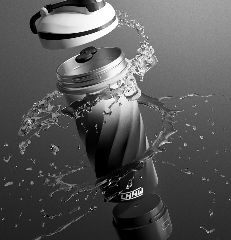 LHHW Luhanwei Magnetic Insulated Stirring Cup Stainless Steel Protein Powder Automatic Shaker Sports Water Bottle Power Black 7