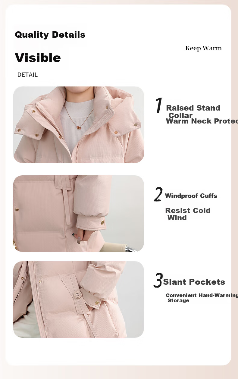 Yalu Long down Jacket for Women, 2026 New Style with Detachable Hood, Windproof, Warm, Fashionable, Thickened Autumn And Winter Coat 9