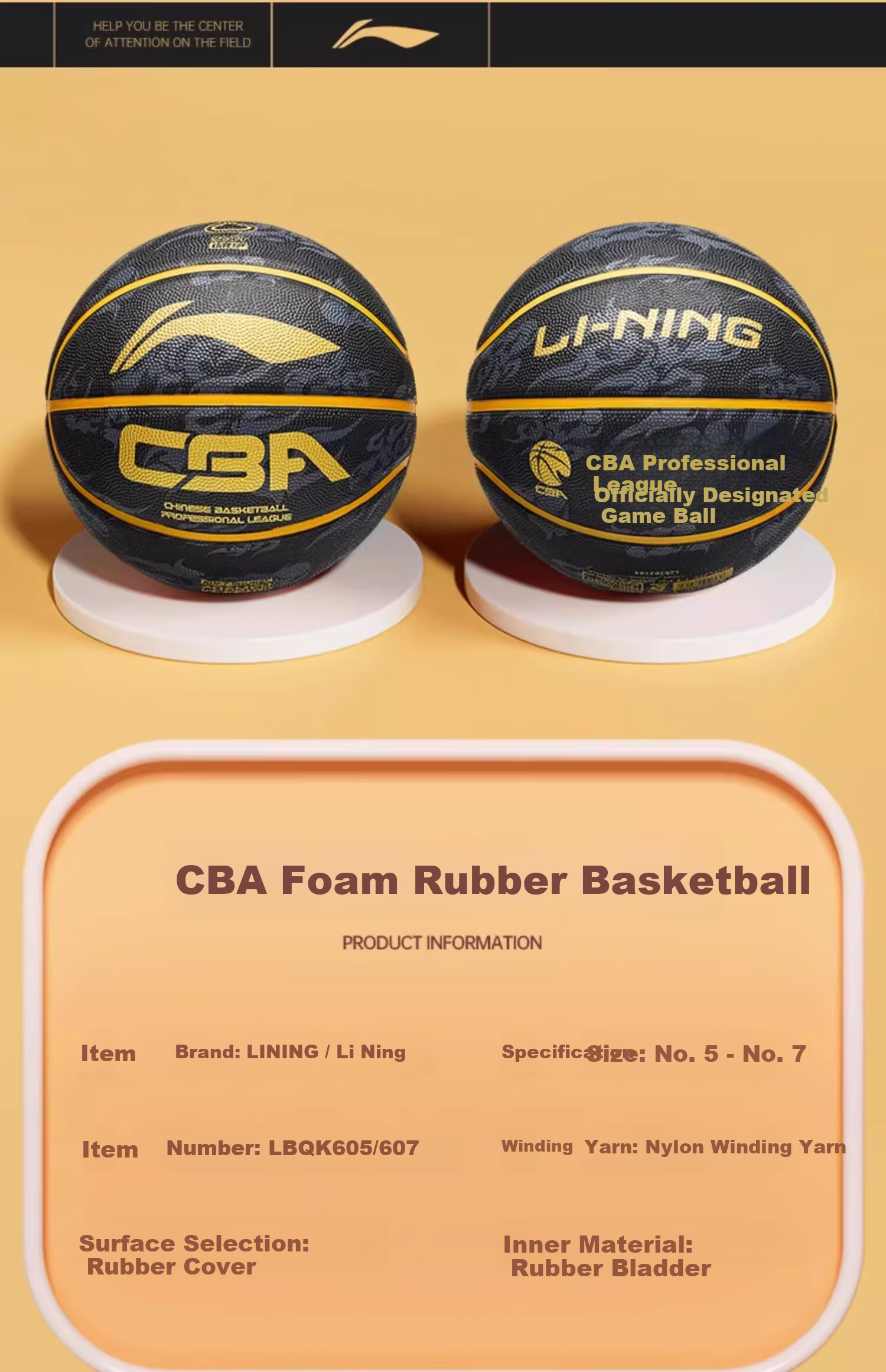LI-NING Basketball Kids Size 5 Youth Toddler Elementary School Indoor Outdoor Cement Court Durable Training Gift Ball Size 5 1