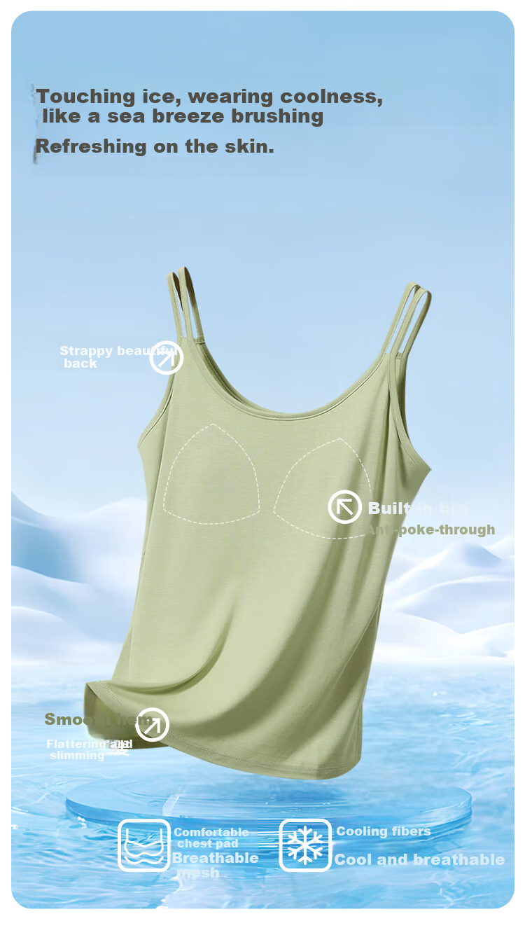 Hongdou Women's Solid Color Cooling Wearable Padded Camisole Tank Top 4