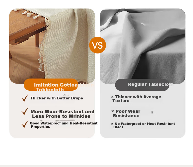 MUJI TPU Waterproof Cotton-Linen Tablecloth Solid Color Rectangular Desk Cover 140x180 Cream White 8