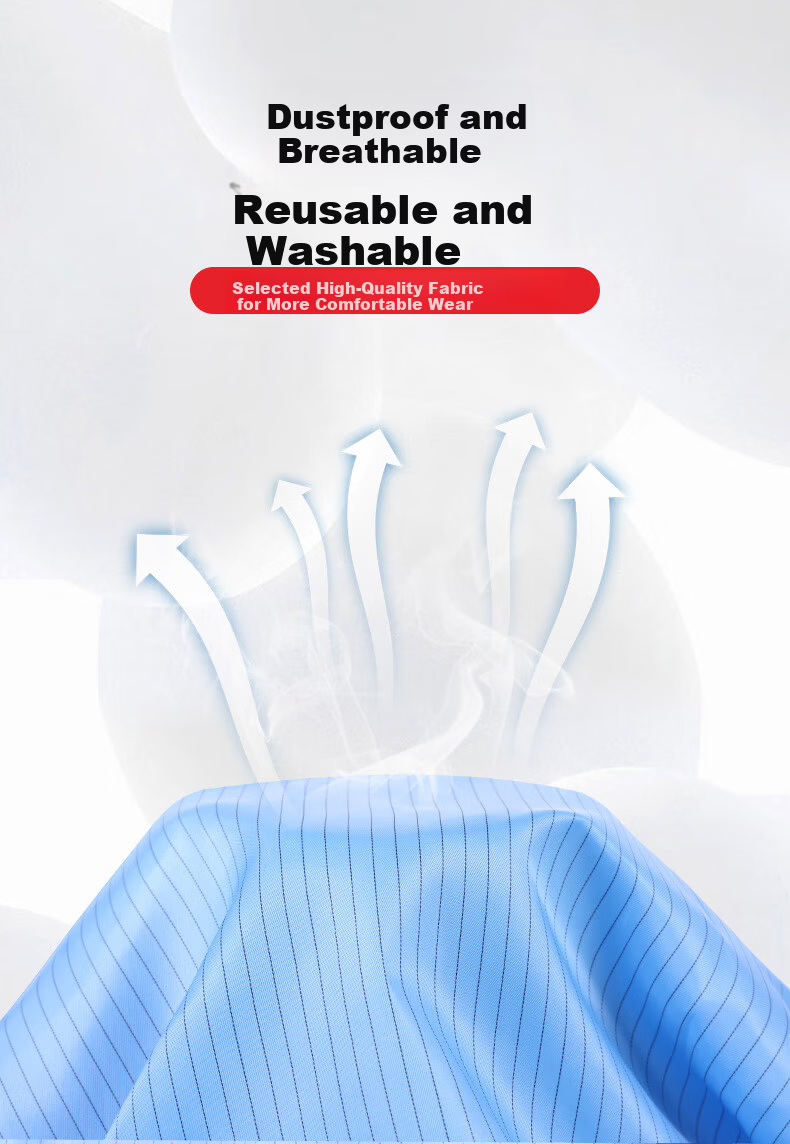 NXG One-Piece Anti-Static Coverall with Hood Dustproof Cleanroom Suit Electronic Factory Work Protective Clothing Blue XXL 8