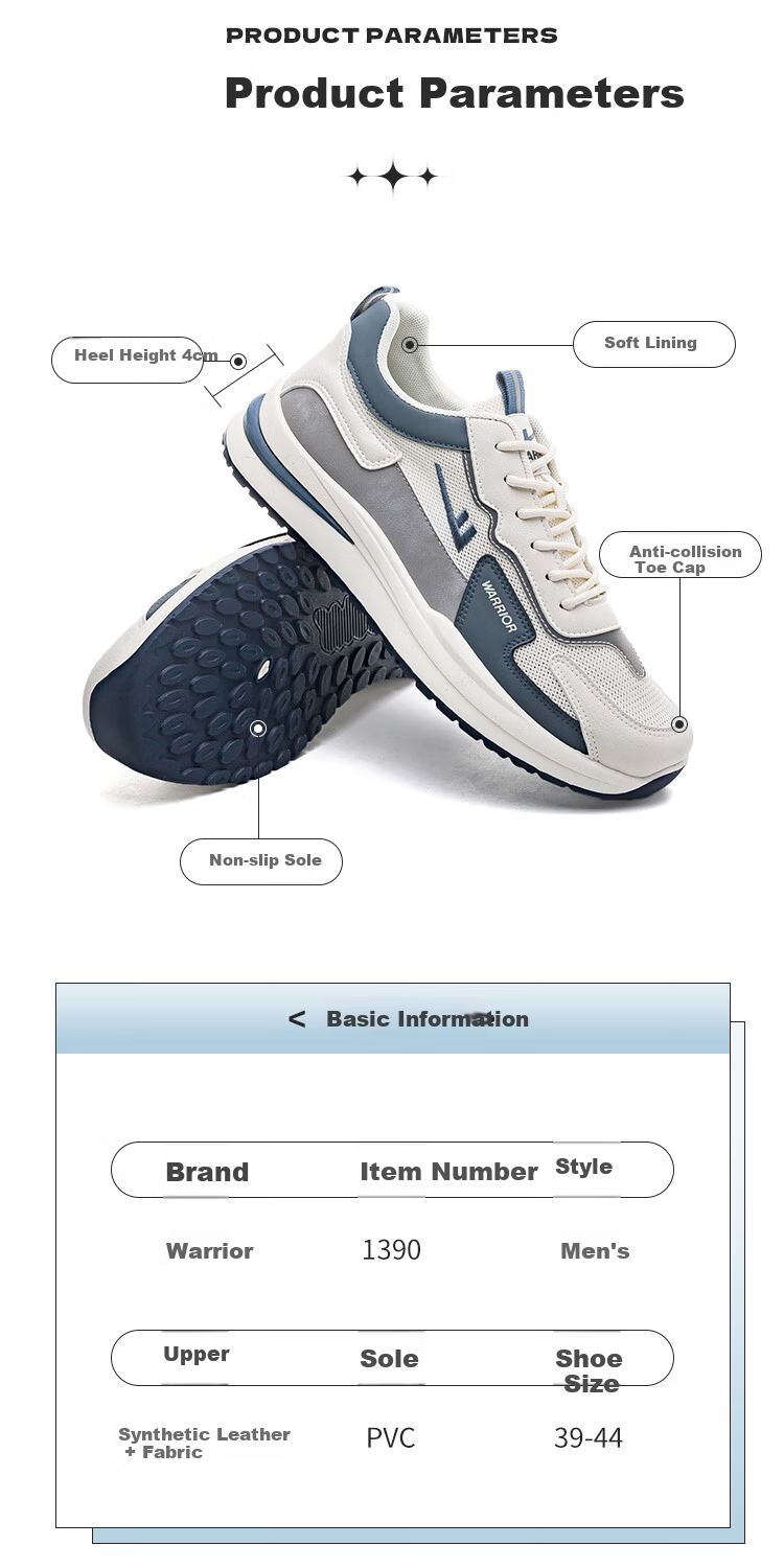Warrior Official Men's Shoes 2026 Lightweight Comfortable Running Shoes for Men Grey Blue Size 39 4