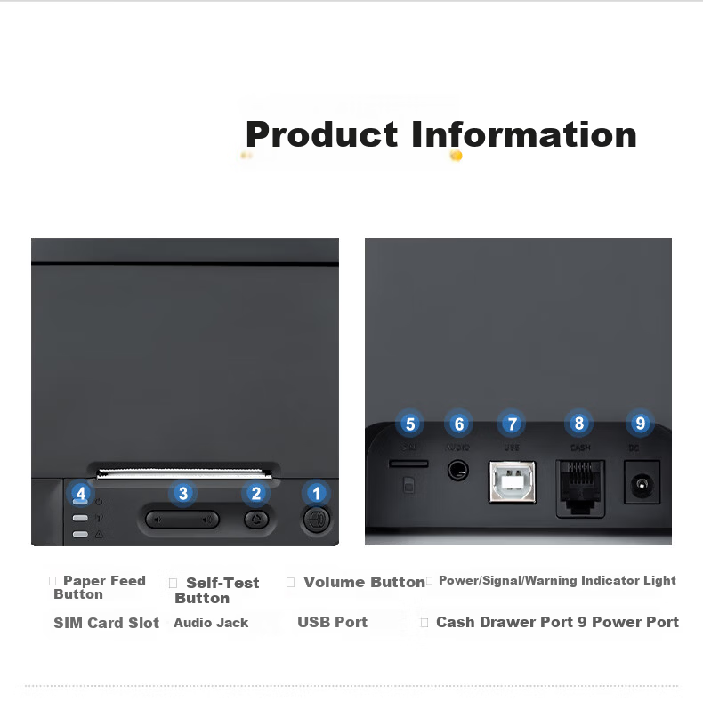 Dongwei 58mm Thermal Receipt Printer Bluetooth Voice Broadcast Meituan Ele.me Takeout Cash Register Paper Receipt Machine Supermarket Convenience Store Billing Machine 8