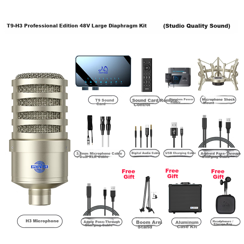Meisheng T900 Live Streaming Sound Card Kit Professional Recording Singing KTV Set Condenser Microphone Game Mic for Mobile PC Outdoor Douyin 22