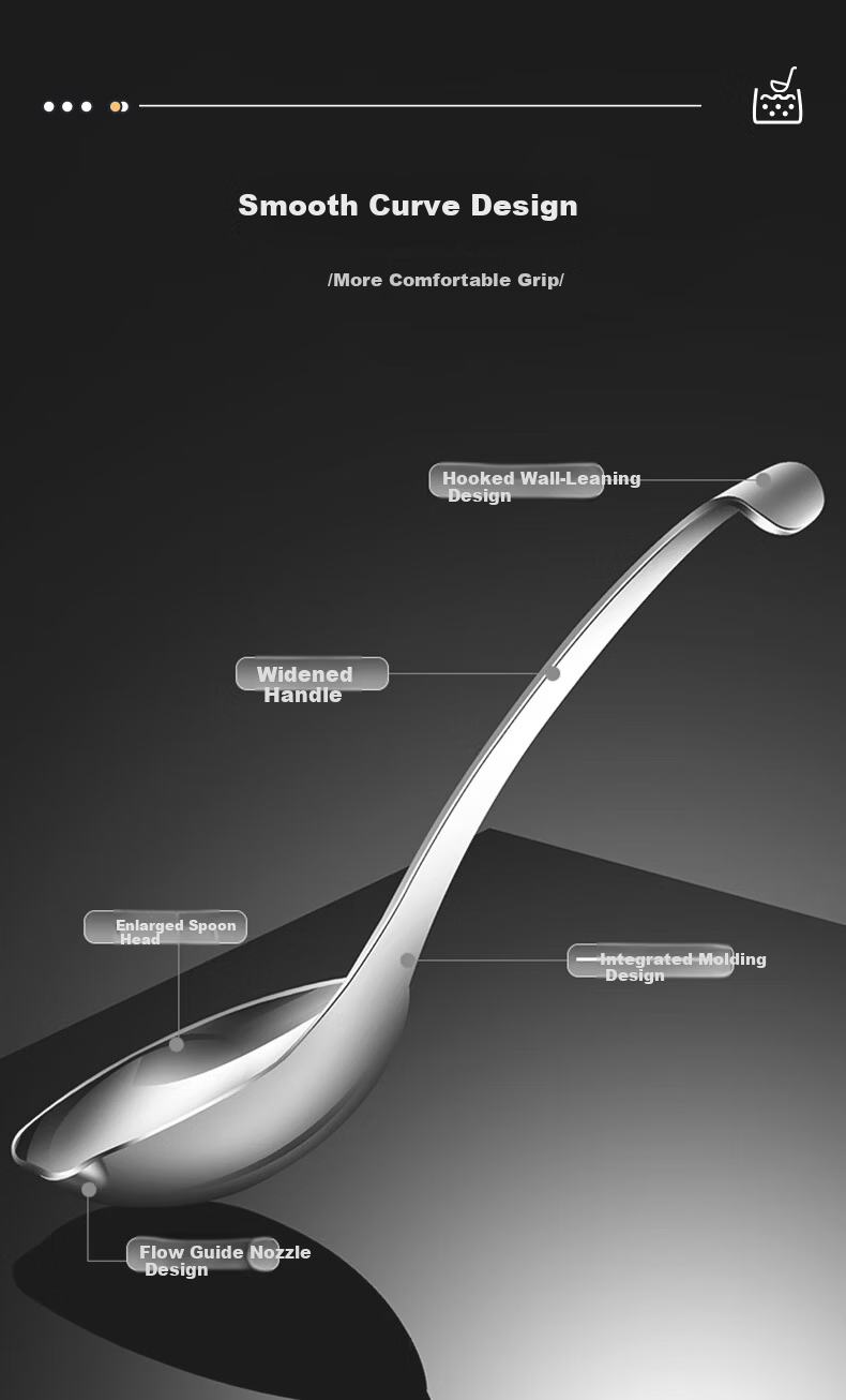 Newair 316 Stainless Steel Soup Ladle Food Grade Deep Short Handle Large Thickened Porridge Spoon 11