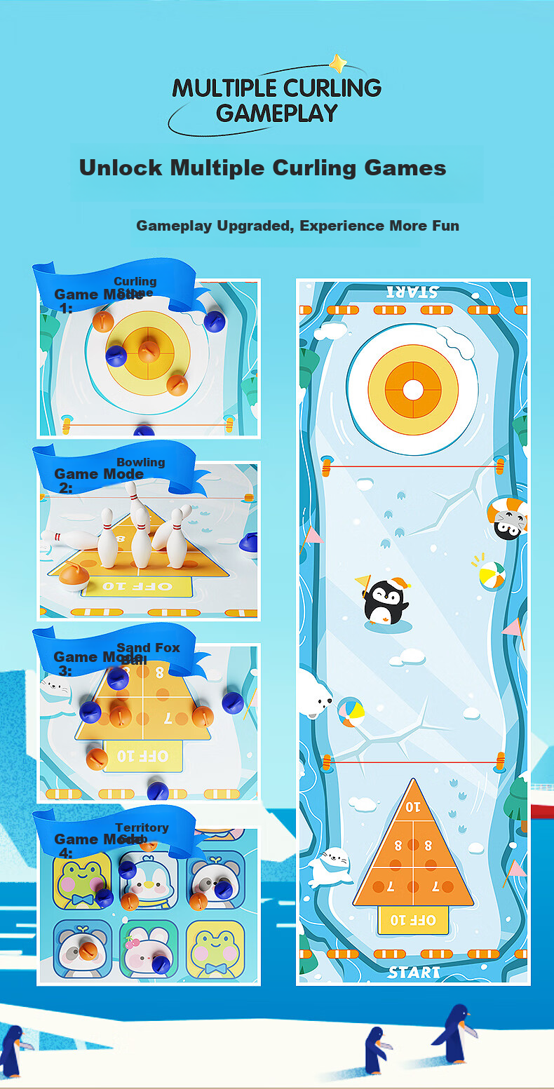 KIDDYCOLOR Kids Desktop Curling Game (5-in-1) Educational Toy Boys Parent-Child Ice Hockey Battle Board Game Birthday Gift 4