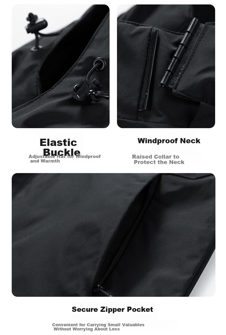 ROMON Men's Trendy Spring Hooded Jacket Youth Business Breathable Casual Business Jacket E29 Black M 9