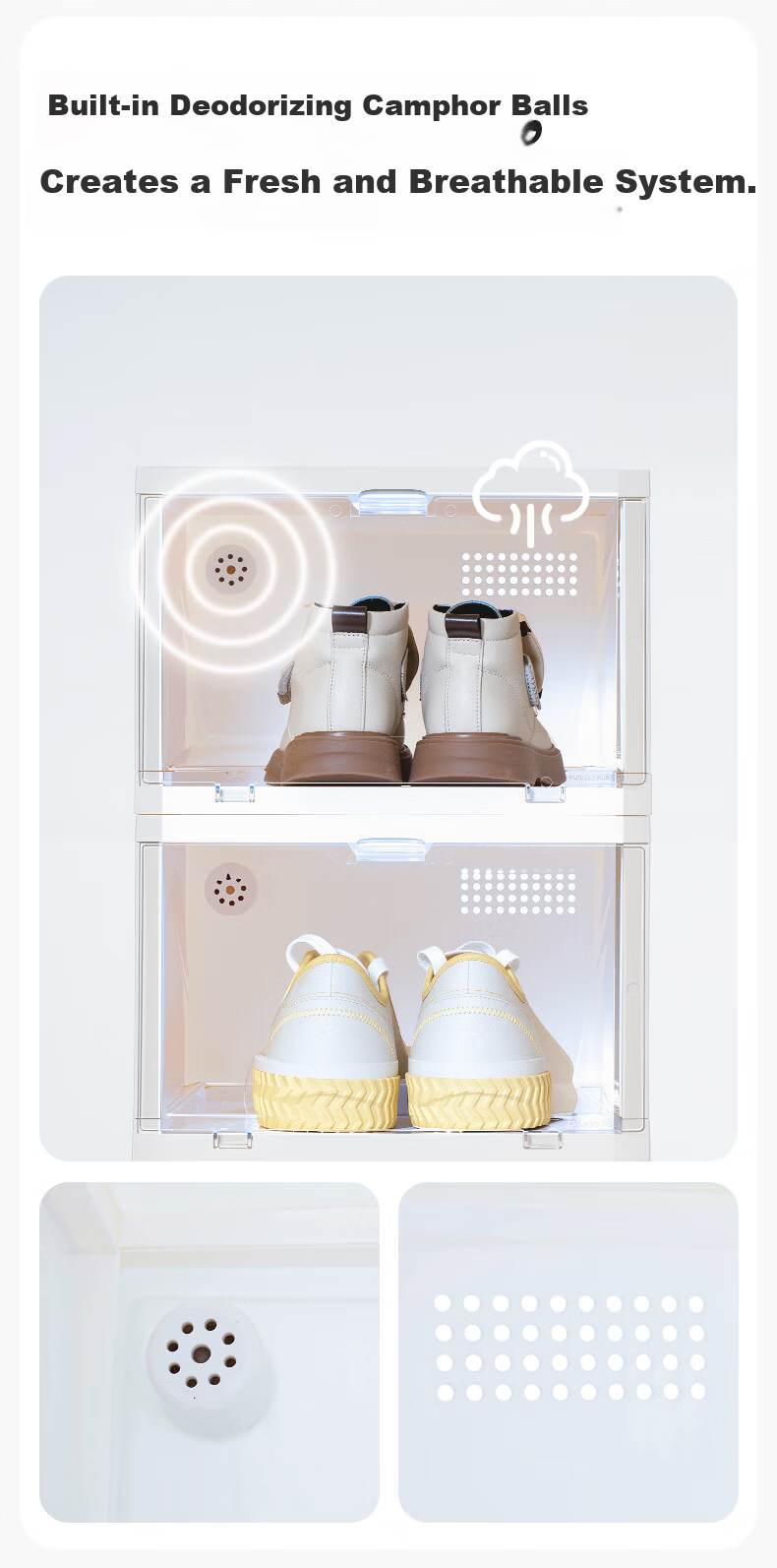 Xitianlong Flip-Top Shoe Box Functional Storage Box, Shoe Cabinet Doorway Entryway Cabinet Stackable Combination Shoe Cabinet, Transparent, 8-Pack 5