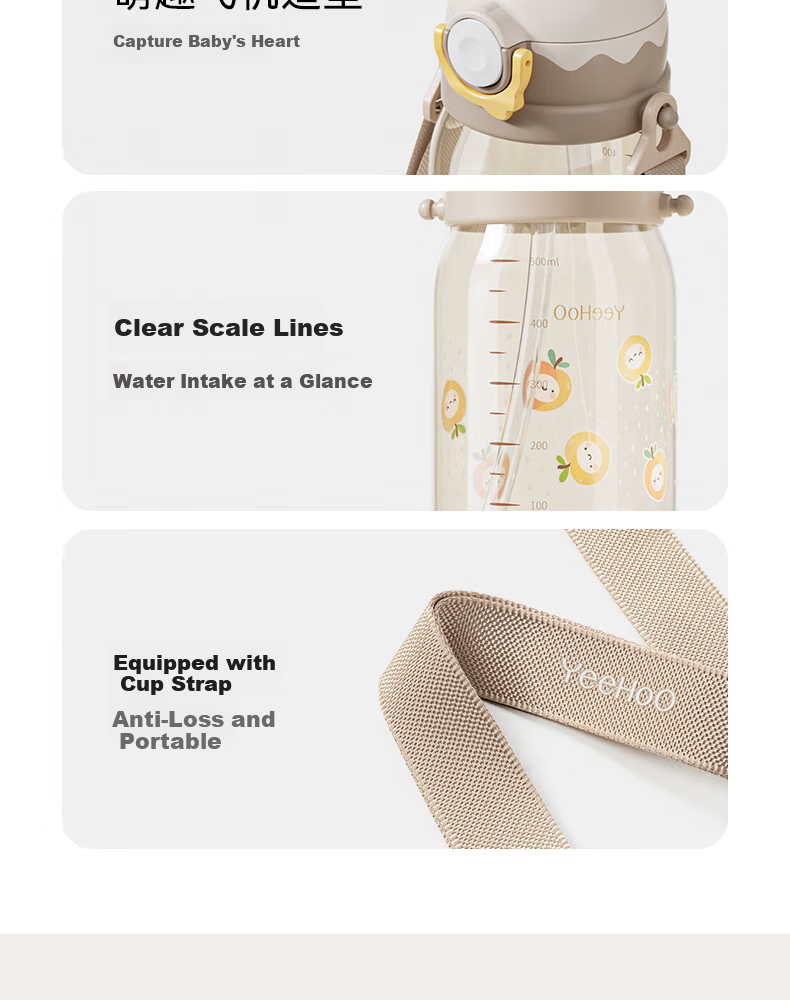 YEEHOO Children's Straw Water Cup Portable Baby PPSU Drinking Cup for Kids 1 Year+ 14
