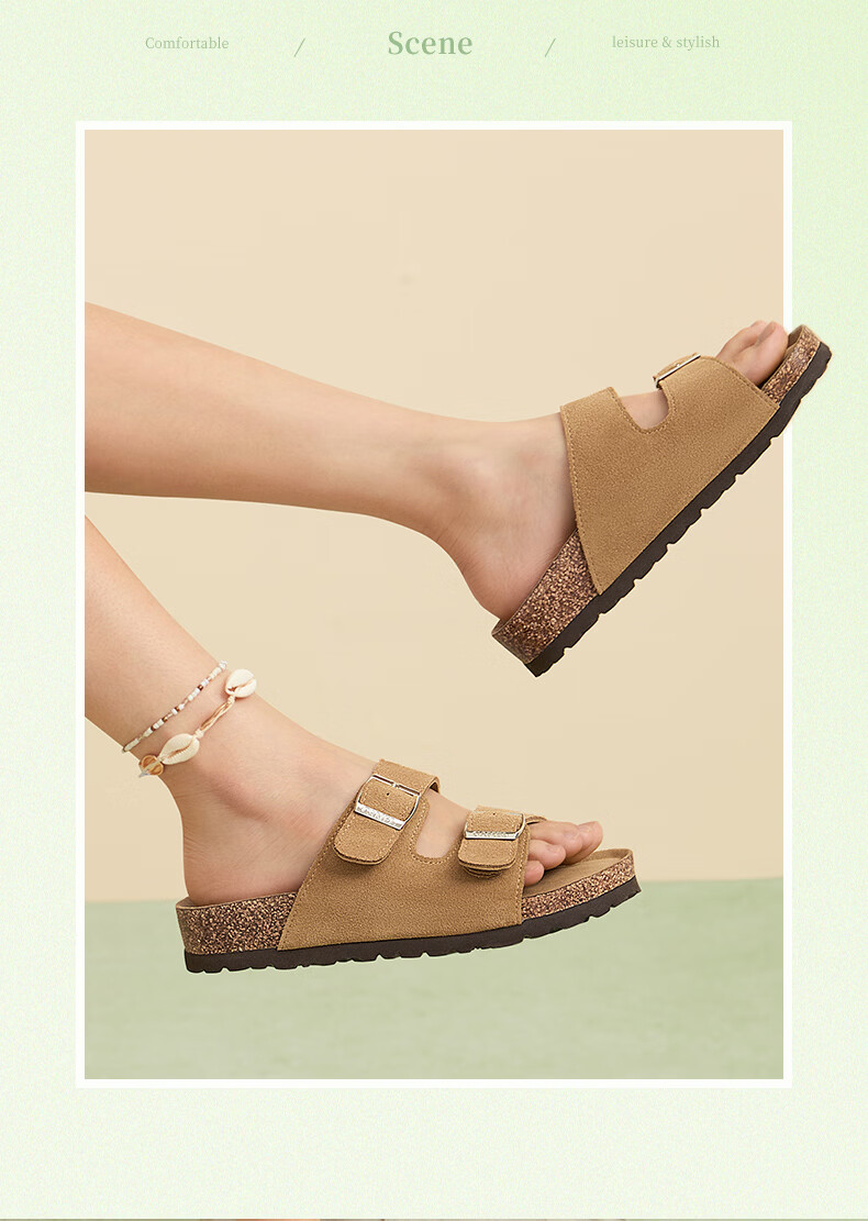 CAMEL Birkenstock Style Women's Casual Thick Sole Platform Sandals L26M700064A Beige Size 38 11