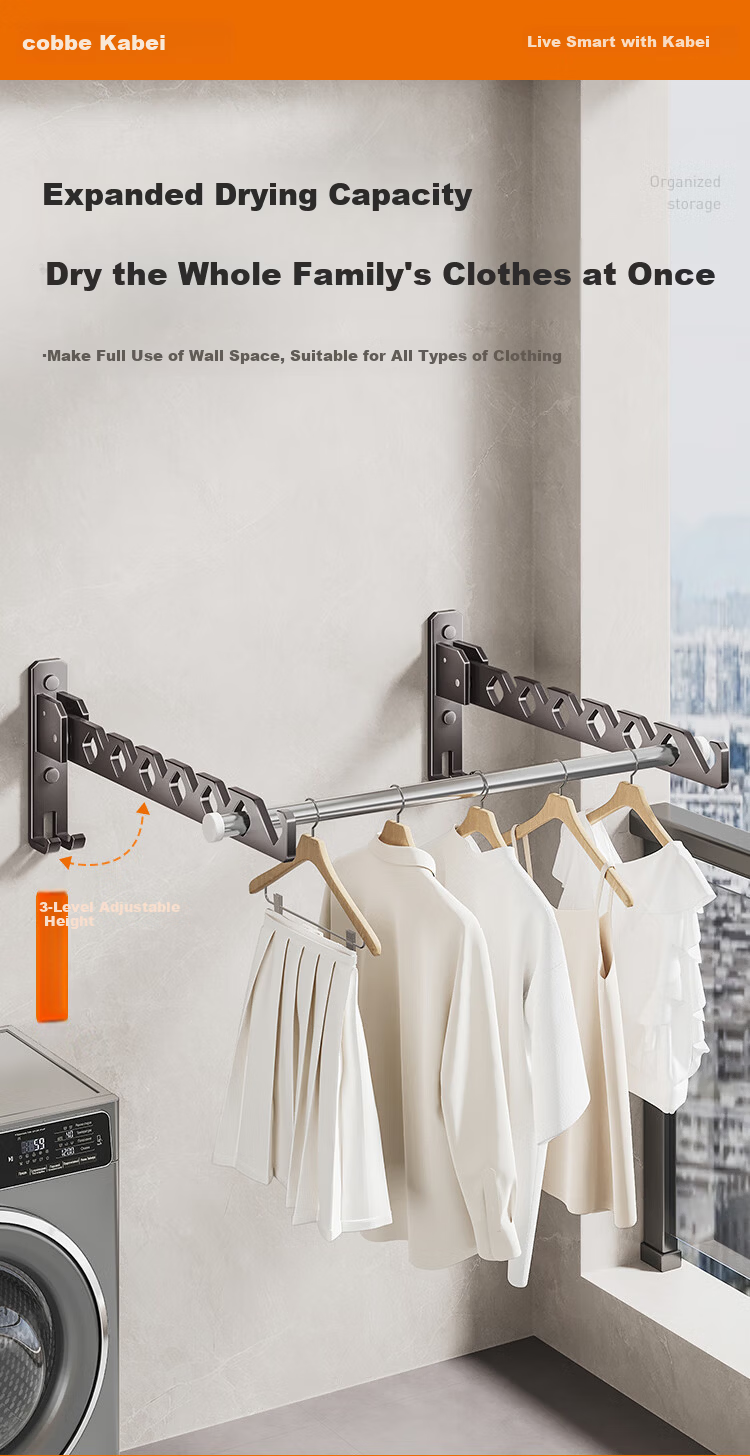 Cobbe Washing Machine Hidden Clothes Drying Rack, Retractable Folding Pull-Out Drying Rack, Clothes Drying Gadget with Optional Panel 3