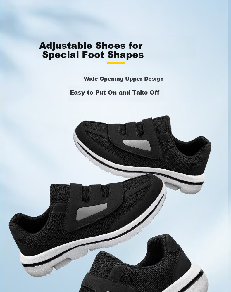 FOOTOPPO Velcro Wide Fit Shoes for Men, Breathable, Pressure-Relief, Non-Slip Elderly Shoes for Swollen and Wide Feet 1
