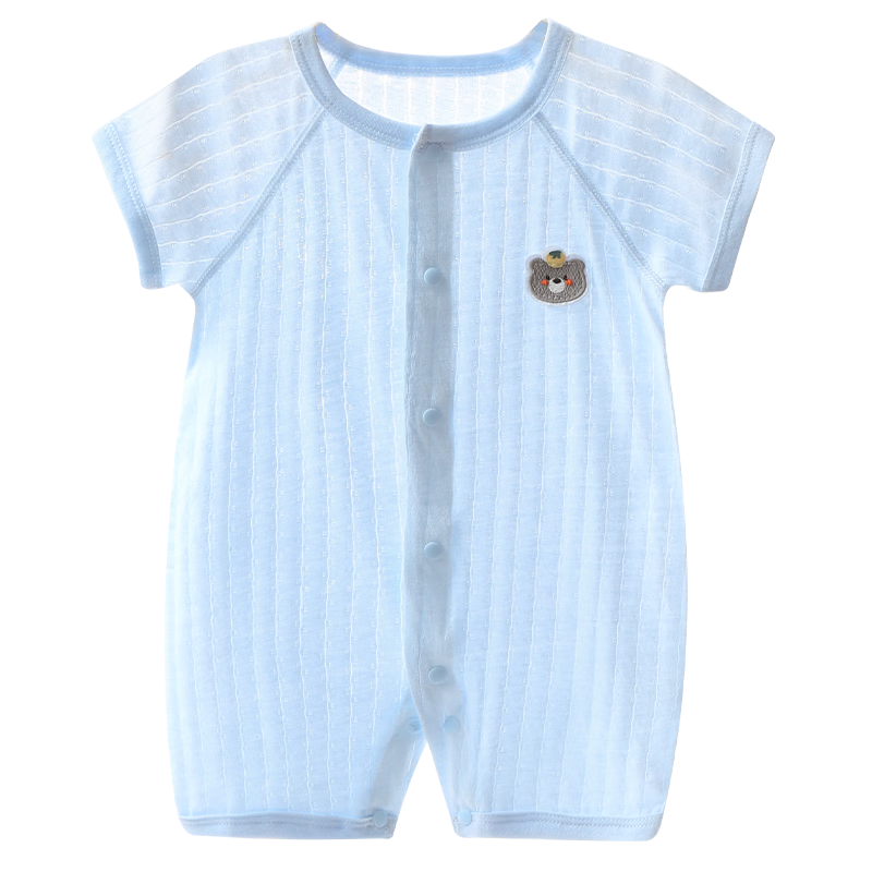 Youqi Baby Summer Short Sleeve Romper Newborn Lightweight Cotton Comfortable Infant Jumpsuit Homewear