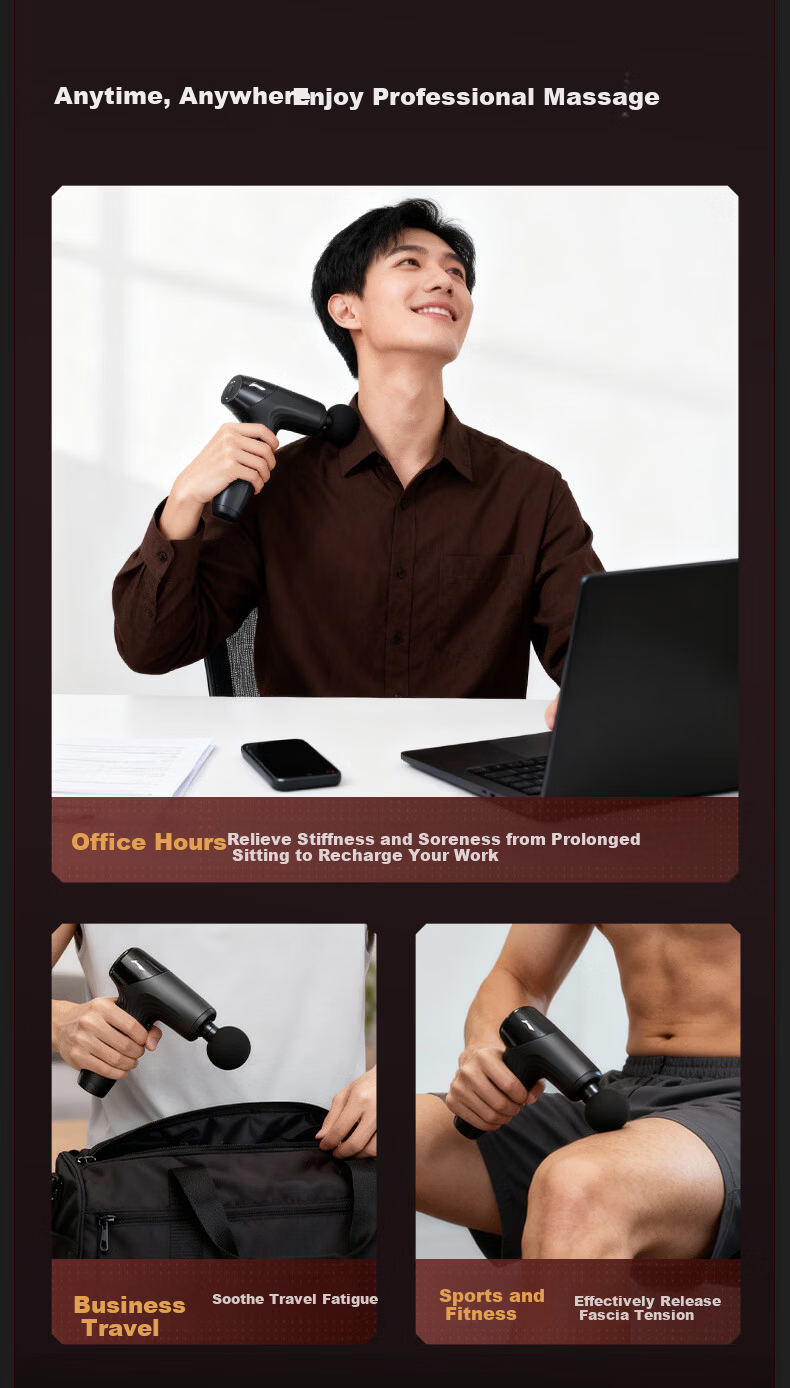 LI-NING Fascia Gun Massager Shoulder Neck Waist Back Massager Professional Mini Portable Fitness Muscle Relaxation Gift for Parents Mother's Day Spring Festival Valentine's Day Qixi Festival for Men a 22