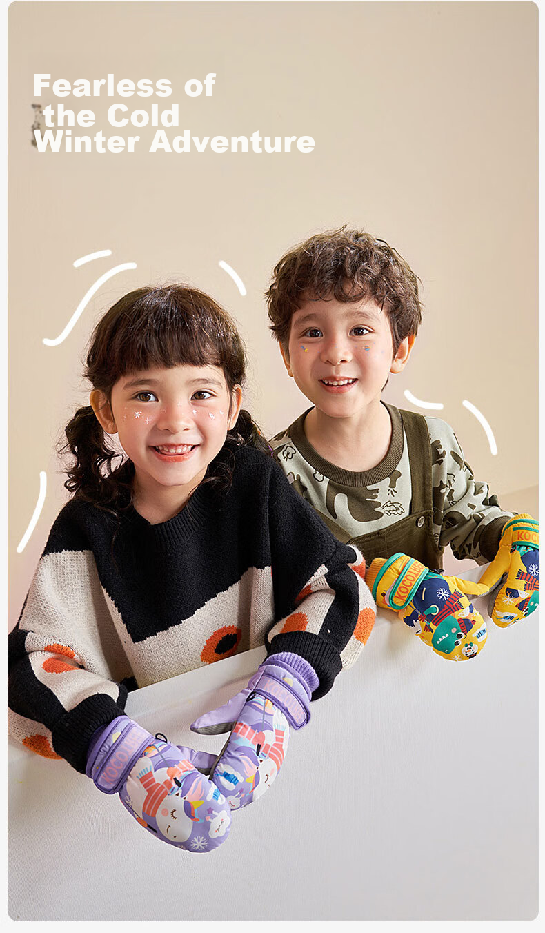 Kocotree KK Tree Kids Gloves Ski Autumn Winter Boys Girls Fleece Thickened Baby Snow Play Warm Rabbit Milk Candy 5