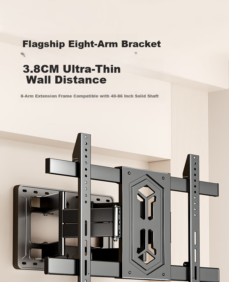 Enlip Ultra-Thin Embedded Split Heavy-Duty Telescopic TV Wall Mount Bracket 75-100 Inch Compatible with Xiaomi Hisense TCL Skyworth 90/100 Inch No Obstruction to Sockets and Speakers 1
