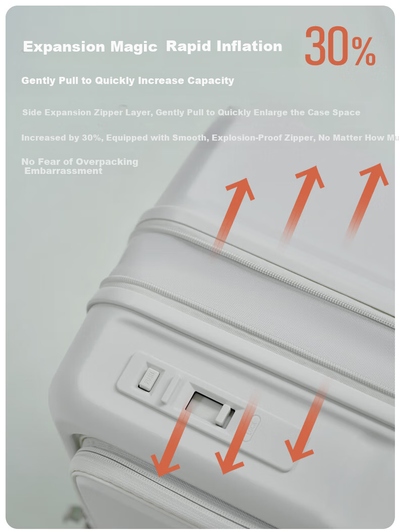 Roaming Side-Opening Luggage Suitcase Large Capacity Travel Case Front Zipper Lockable Palm Gray 28 Inch 13
