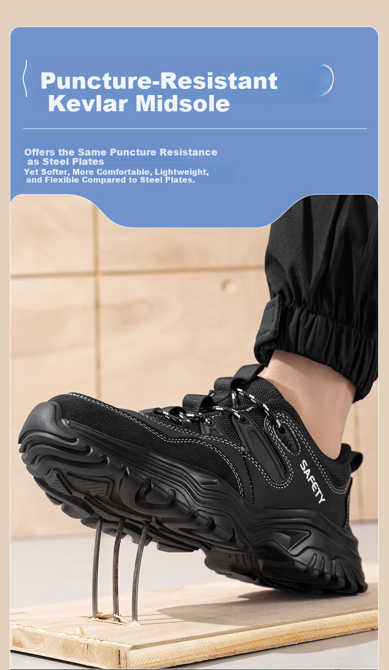 GUYISA Men's Summer Breathable Anti-Smash Steel Toe Anti-Puncture Ultra-Light Comfortable Safety Work Construction Shoes 5003 Size 39 3