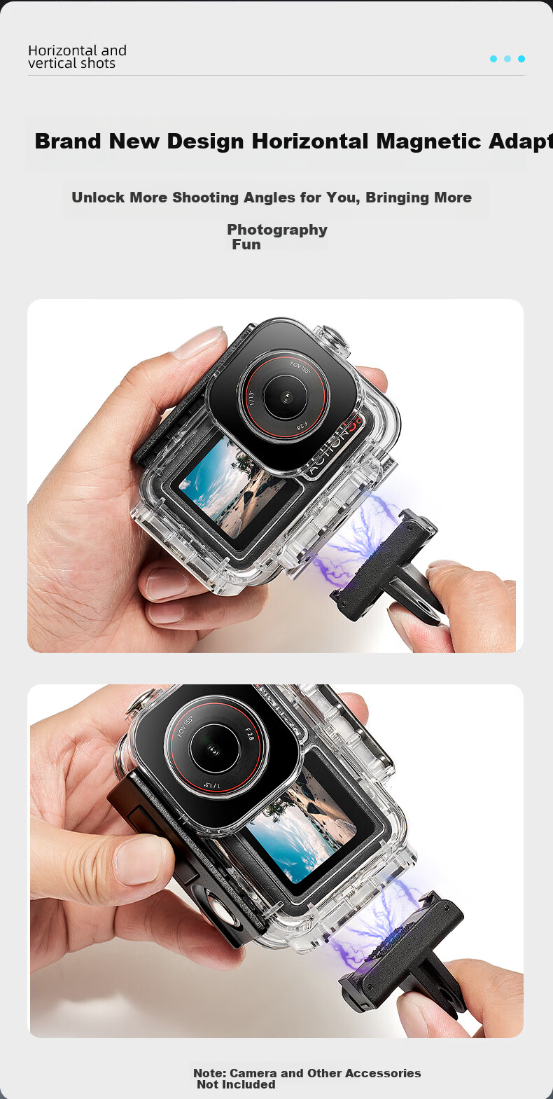 REYGEAK Waterproof Case for DJI Action 5 Pro, Anti-Fog Diving Housing for Action 4/3 Sports Camera Accessories, Underwater Deep Diving Protective Cover 6